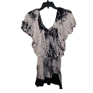 Andrea Jovine Flimsy Tie/Dye White/Navy Top‎ Women's Size L